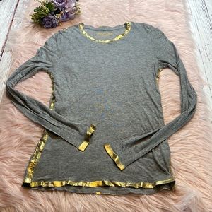 Zadig & Voltaire Willy Gold Grey Long Sleeve Tee sz XS